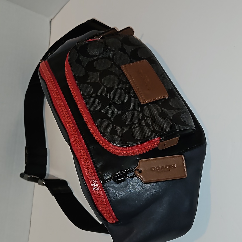 (EUC) ๐ฏ AUTHENTIC TRACK BELT COLORBLOCK COACH CANVAS - Picture 2 of 11